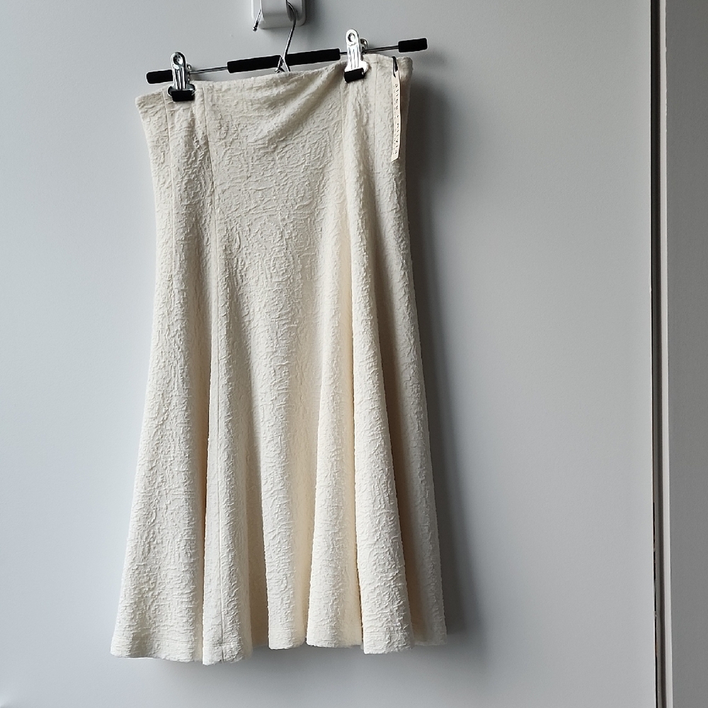 BNWT Alice + Olivia Textured Knit Off White Elegant Midi Skirt